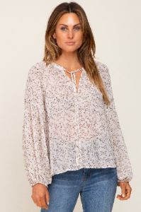 Ivory Floral Button Front Accent Top sold by Pinkblush