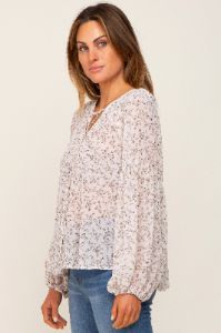 Ivory Floral Button Front Accent Top sold by Pinkblush
