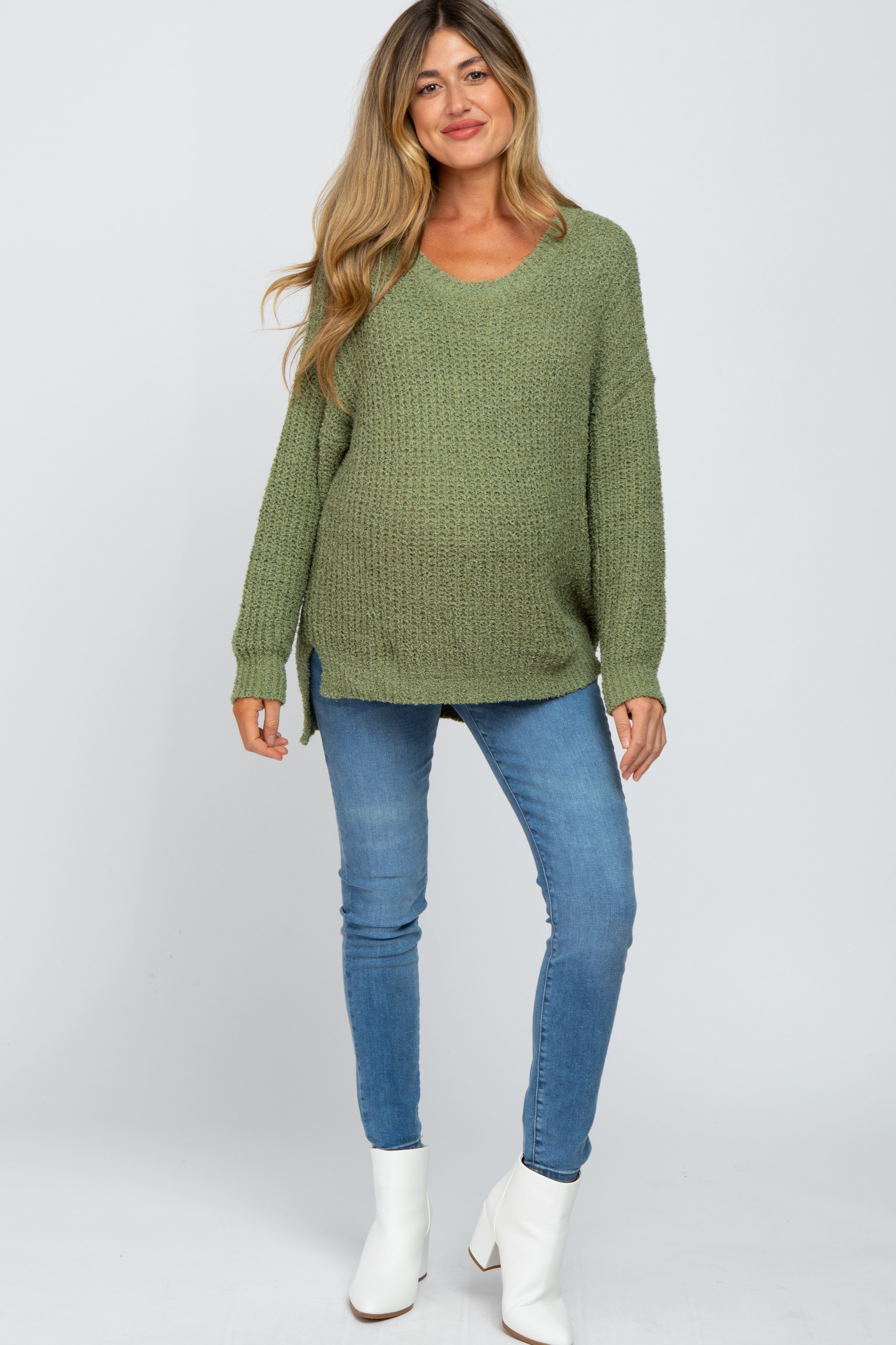 Olive Dropped Shoulder Maternity Sweater sold by Pinkblush product image thumbnail 4