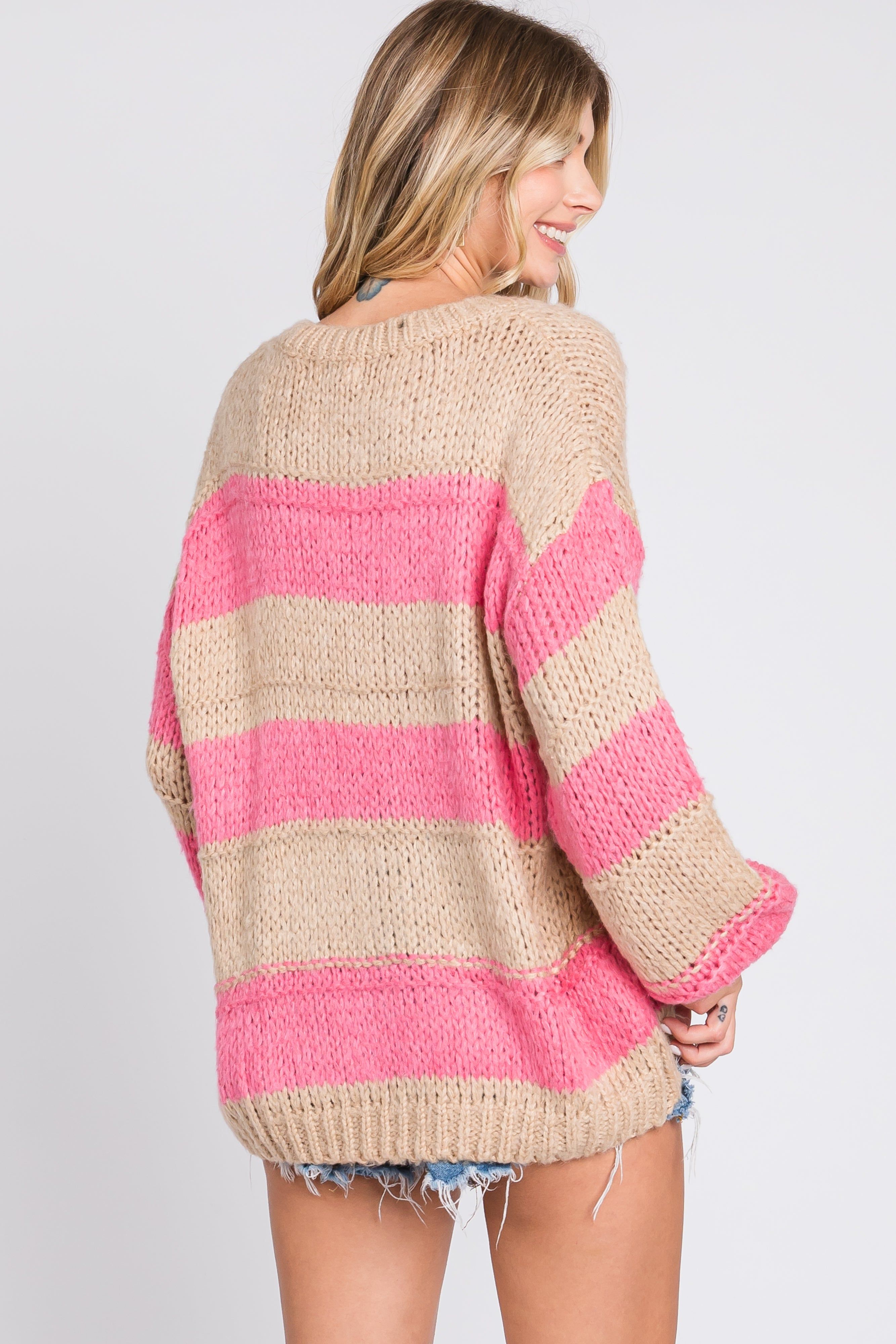 Pink Striped Knit Sweater sold by Pinkblush product image thumbnail 3