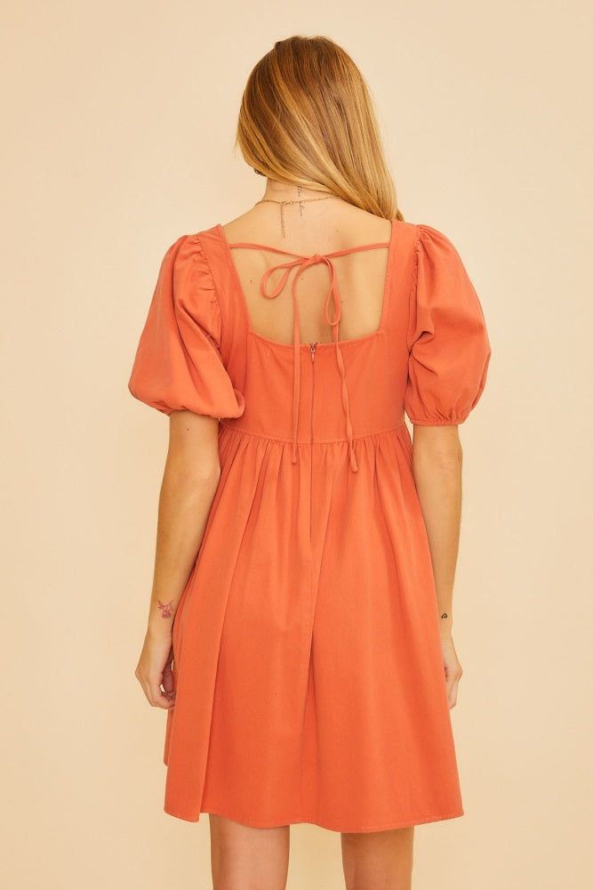 Rust Square Neck Mini Dress sold by Pinkblush product image thumbnail 3