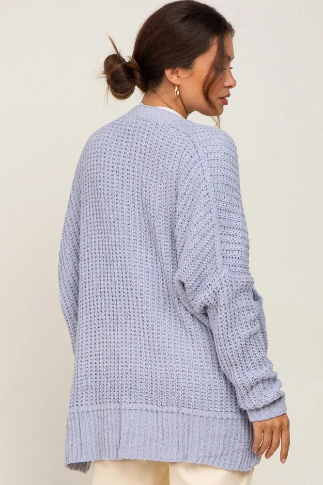 Light Blue Chunky Knit Oversized Maternity Cardigan sold by Pinkblush product image thumbnail 3
