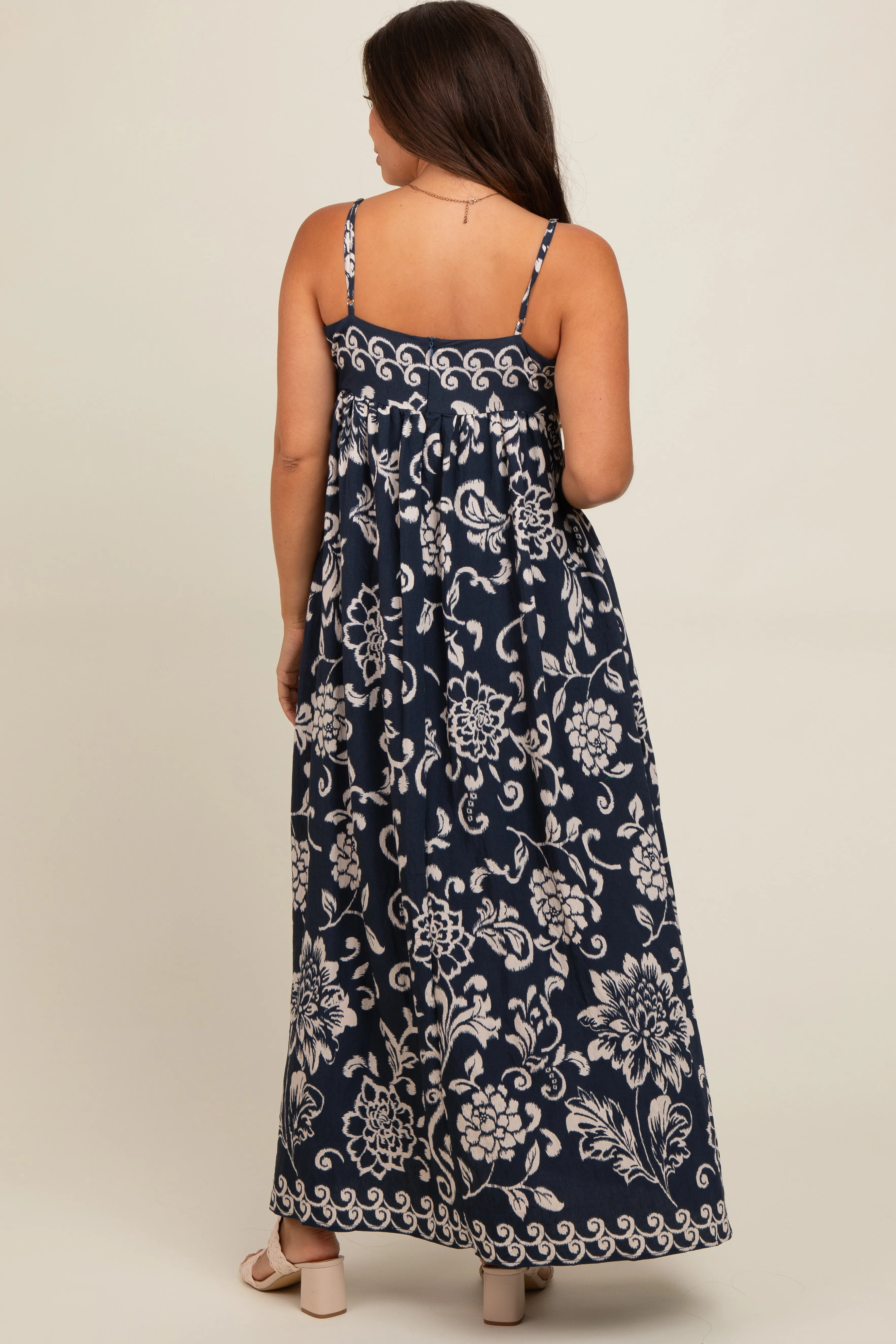 Navy Floral Maternity Maxi Dress sold by Pinkblush product image thumbnail 3