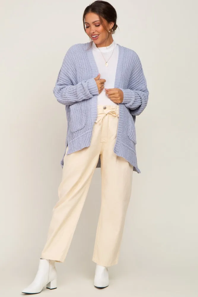 Light Blue Chunky Knit Oversized Maternity Cardigan sold by Pinkblush product image thumbnail 4