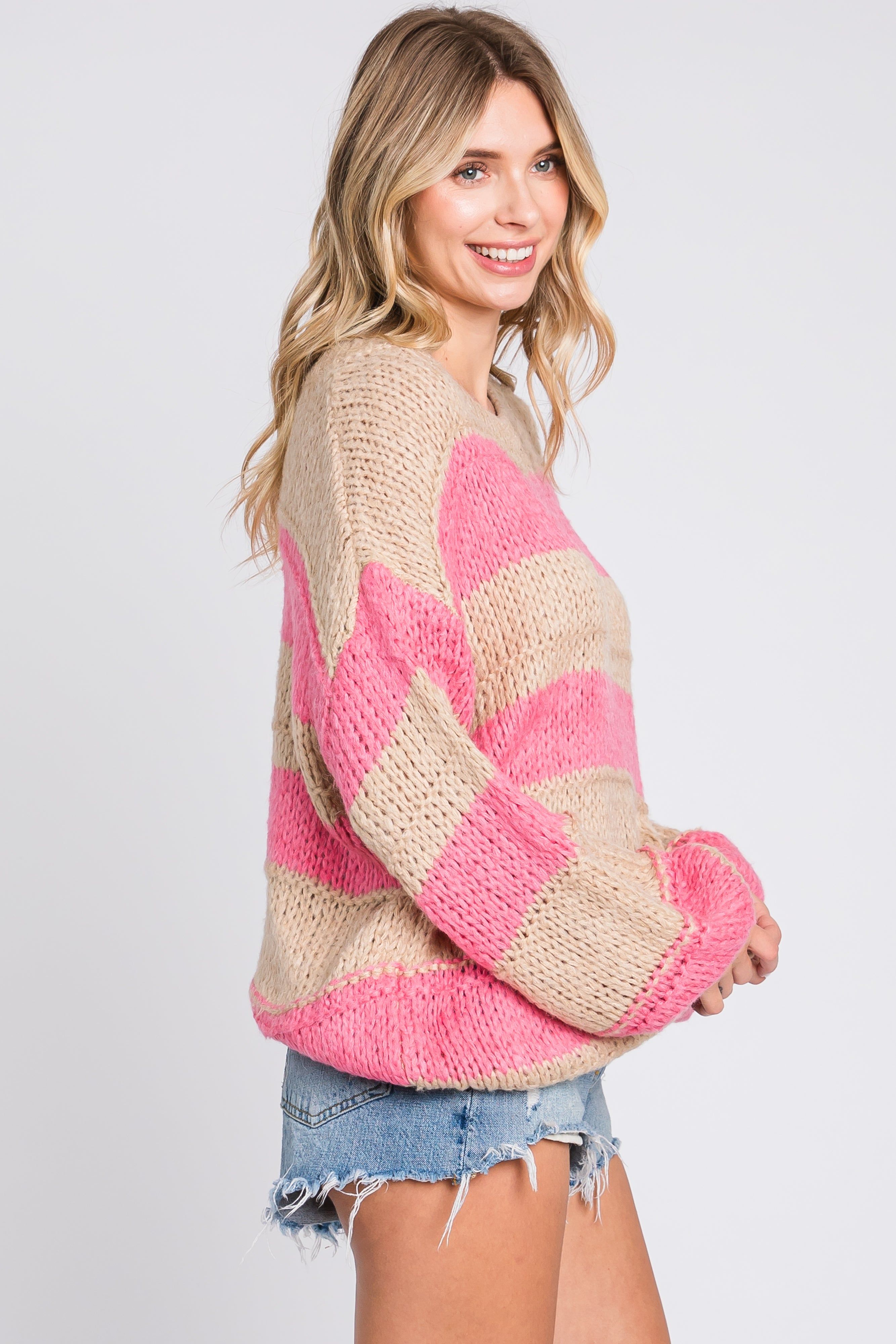 Pink Striped Knit Sweater sold by Pinkblush product image thumbnail 2