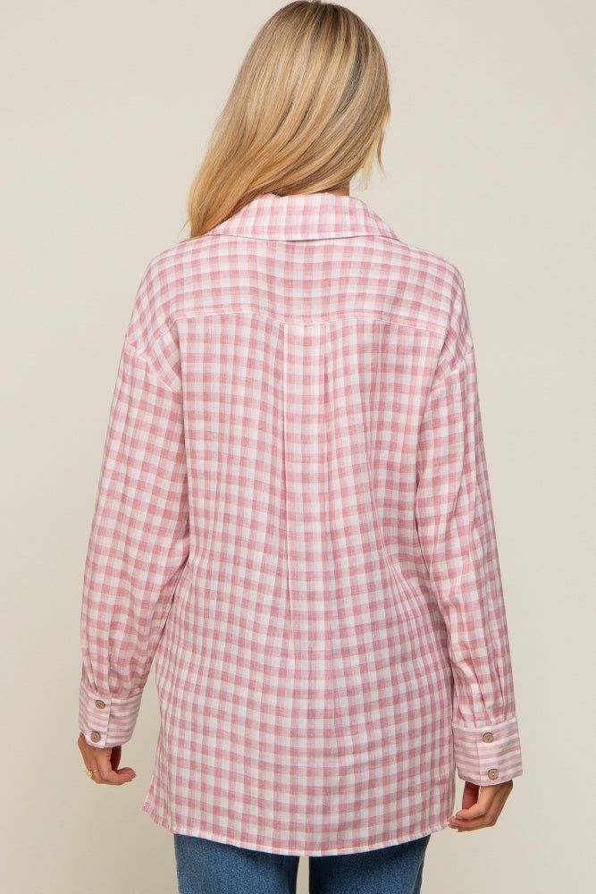 Mauve Plaid Front Pocket Hi-Low Maternity Top sold by Pinkblush product image thumbnail 3