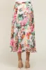 Orange Floral Pleated Midi Skirt sold by Pinkblush