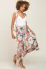 Orange Floral Pleated Midi Skirt sold by Pinkblush