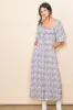 Lavender Abstract Floral Smocked Maternity Maxi Dress sold by Pinkblush