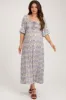 Lavender Abstract Floral Smocked Maternity Maxi Dress sold by Pinkblush