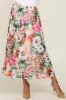 Orange Floral Pleated Midi Skirt sold by Pinkblush