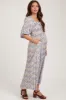 Lavender Abstract Floral Smocked Maternity Maxi Dress sold by Pinkblush