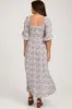 Lavender Abstract Floral Smocked Maternity Maxi Dress sold by Pinkblush
