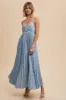 Blue Floral Pleated Back Cutout Maxi Dress sold by Pinkblush