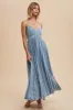Blue Floral Pleated Back Cutout Maxi Dress sold by Pinkblush