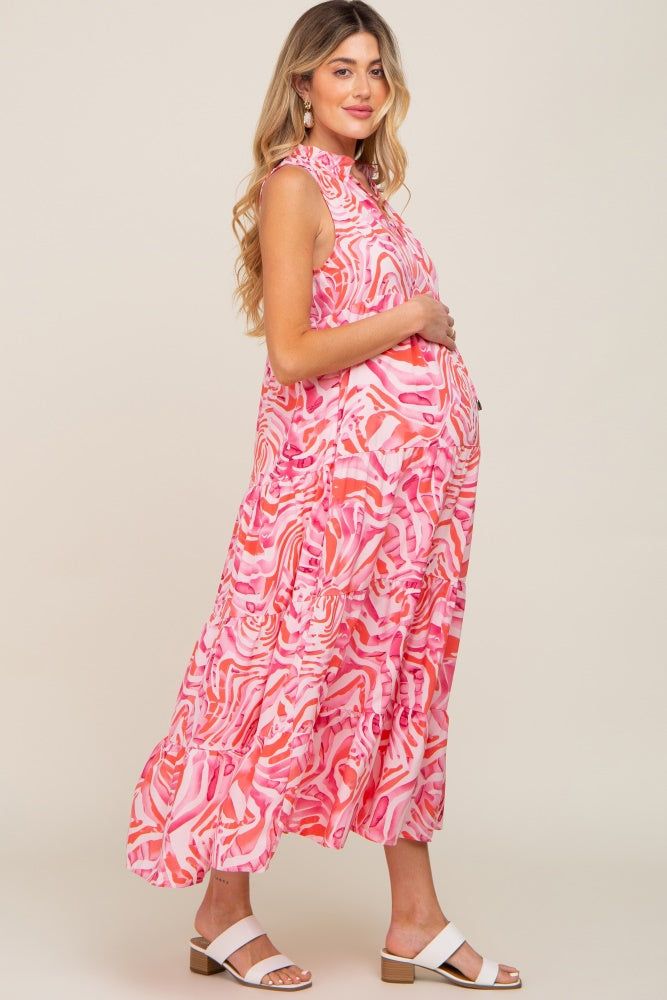 Pink Print Sleeveless Tiered Maternity Maxi sold by Pinkblush product image thumbnail 2