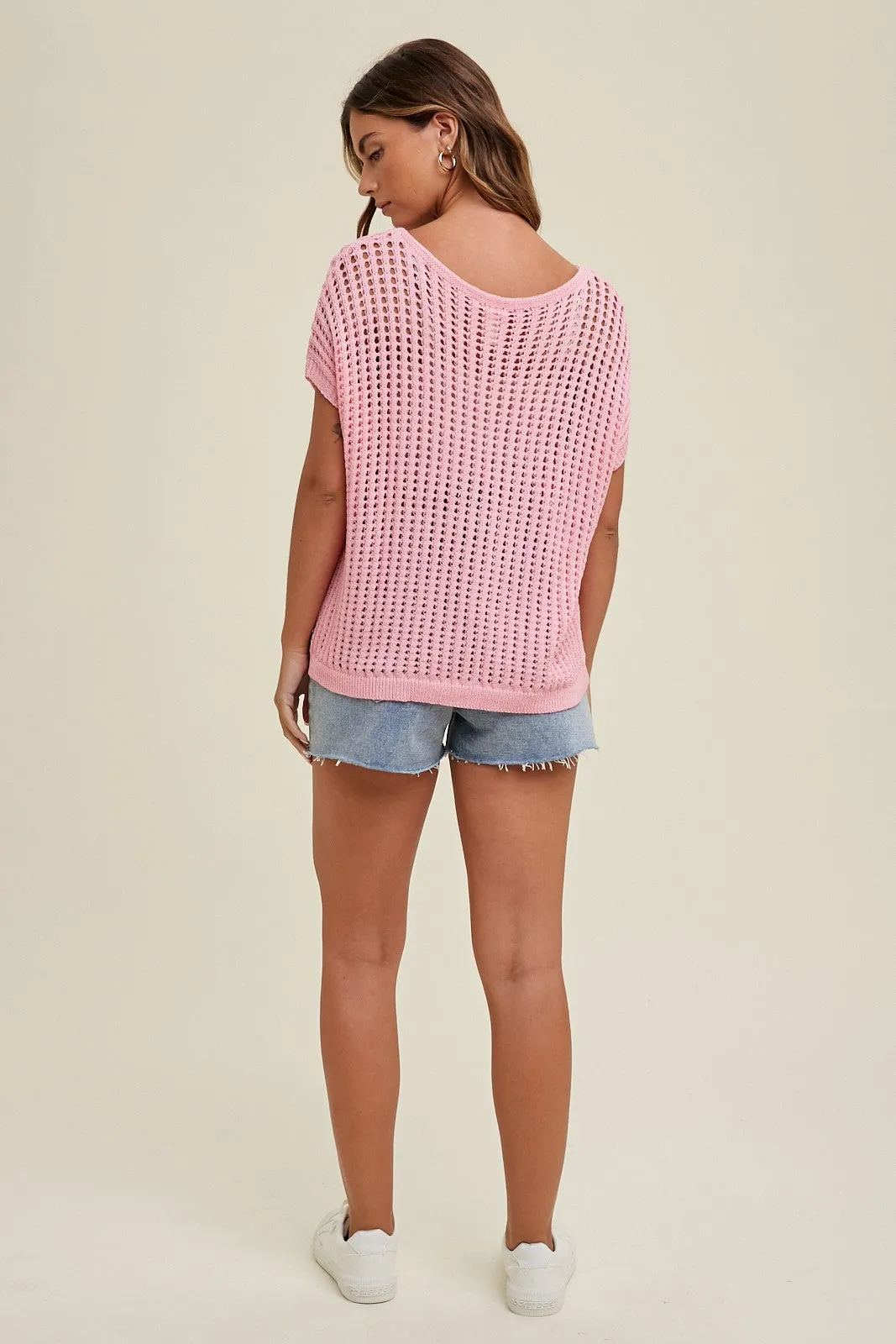 Pink Open Knit Top sold by Pinkblush product image thumbnail 4