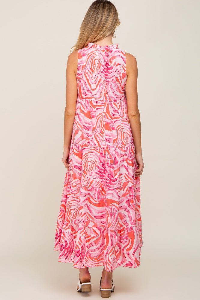Pink Print Sleeveless Tiered Maternity Maxi sold by Pinkblush product image thumbnail 3