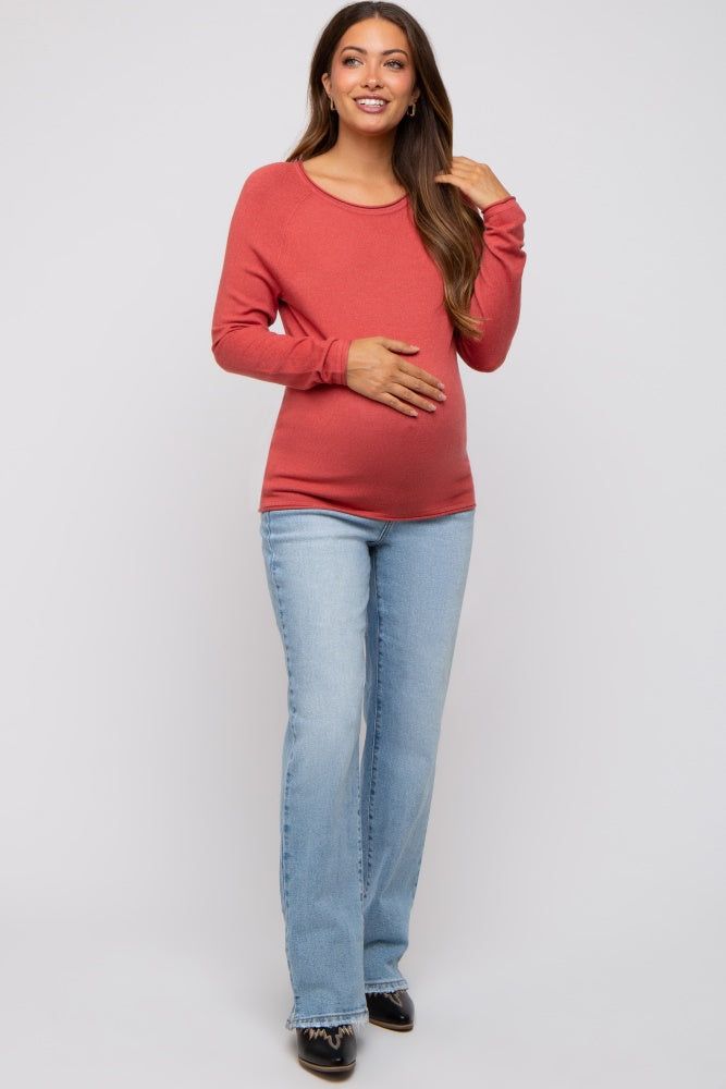 Rust Basic Raglan Sleeve Maternity Sweater Top sold by Pinkblush product image thumbnail 4