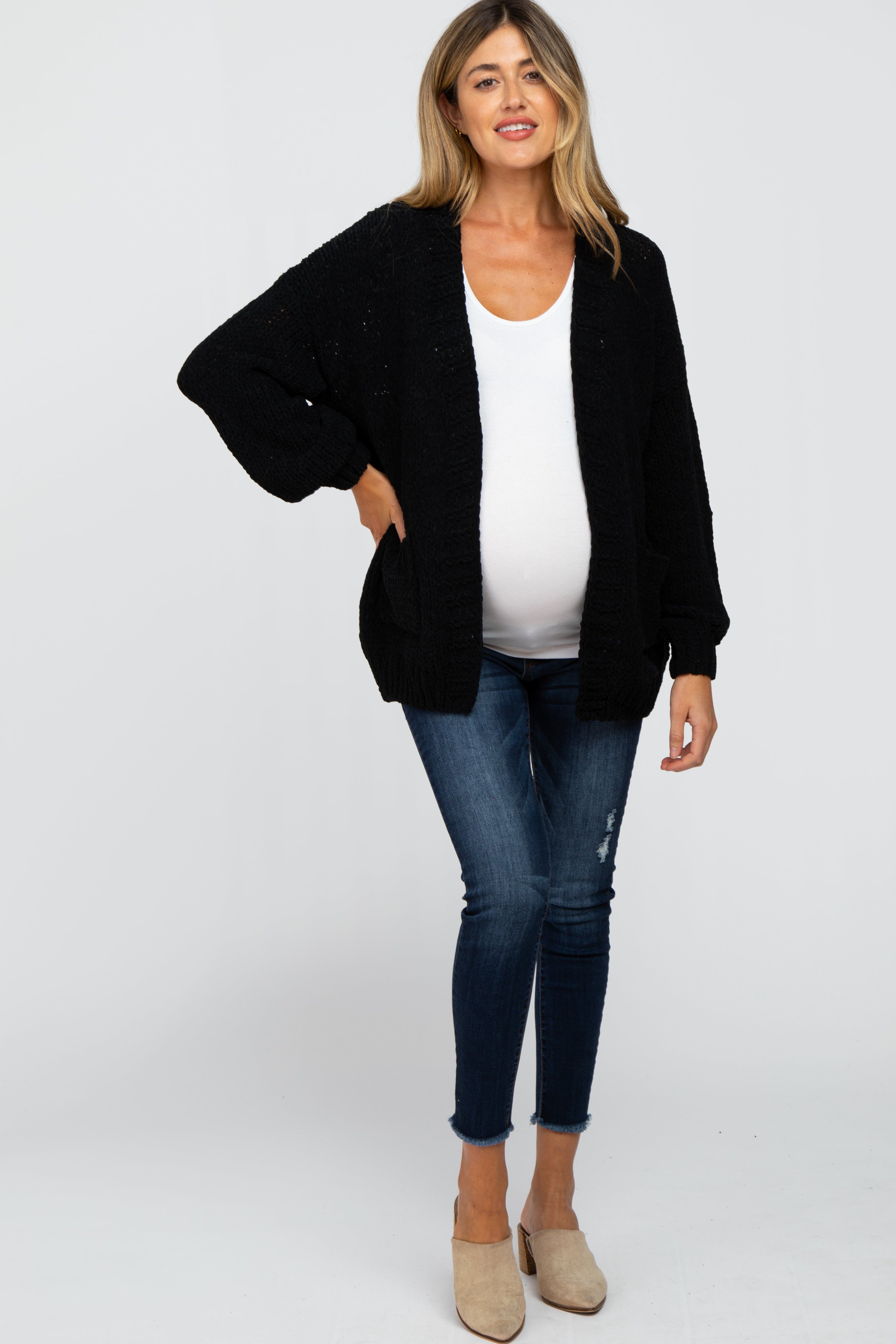 Black Oversized Bubble Sleeve Maternity Cardigan sold by Pinkblush product image thumbnail 4
