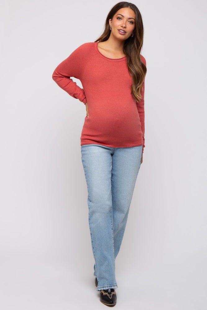 Rust Basic Raglan Sleeve Maternity Sweater Top sold by Pinkblush product image thumbnail 5