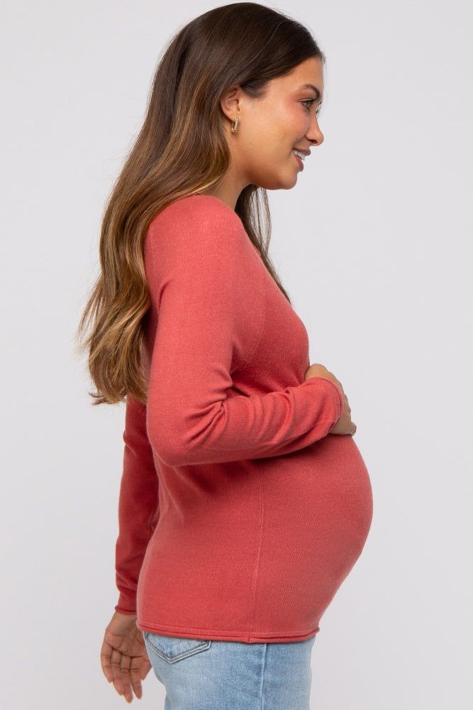 Rust Basic Raglan Sleeve Maternity Sweater Top sold by Pinkblush product image thumbnail 2