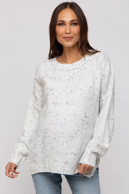Ivory Speckled Knit Maternity Sweater sold by Pinkblush