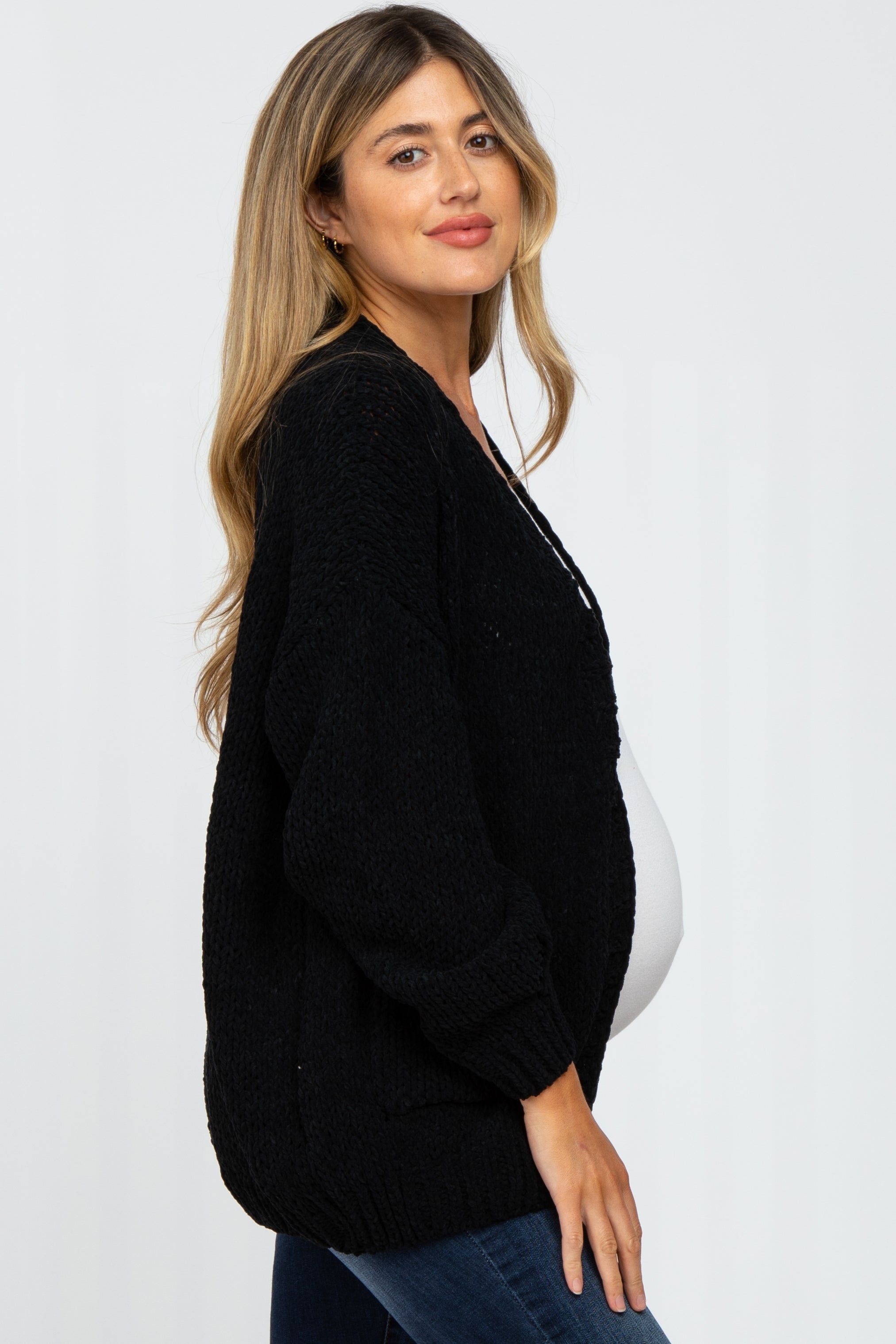 Black Oversized Bubble Sleeve Maternity Cardigan sold by Pinkblush product image thumbnail 2