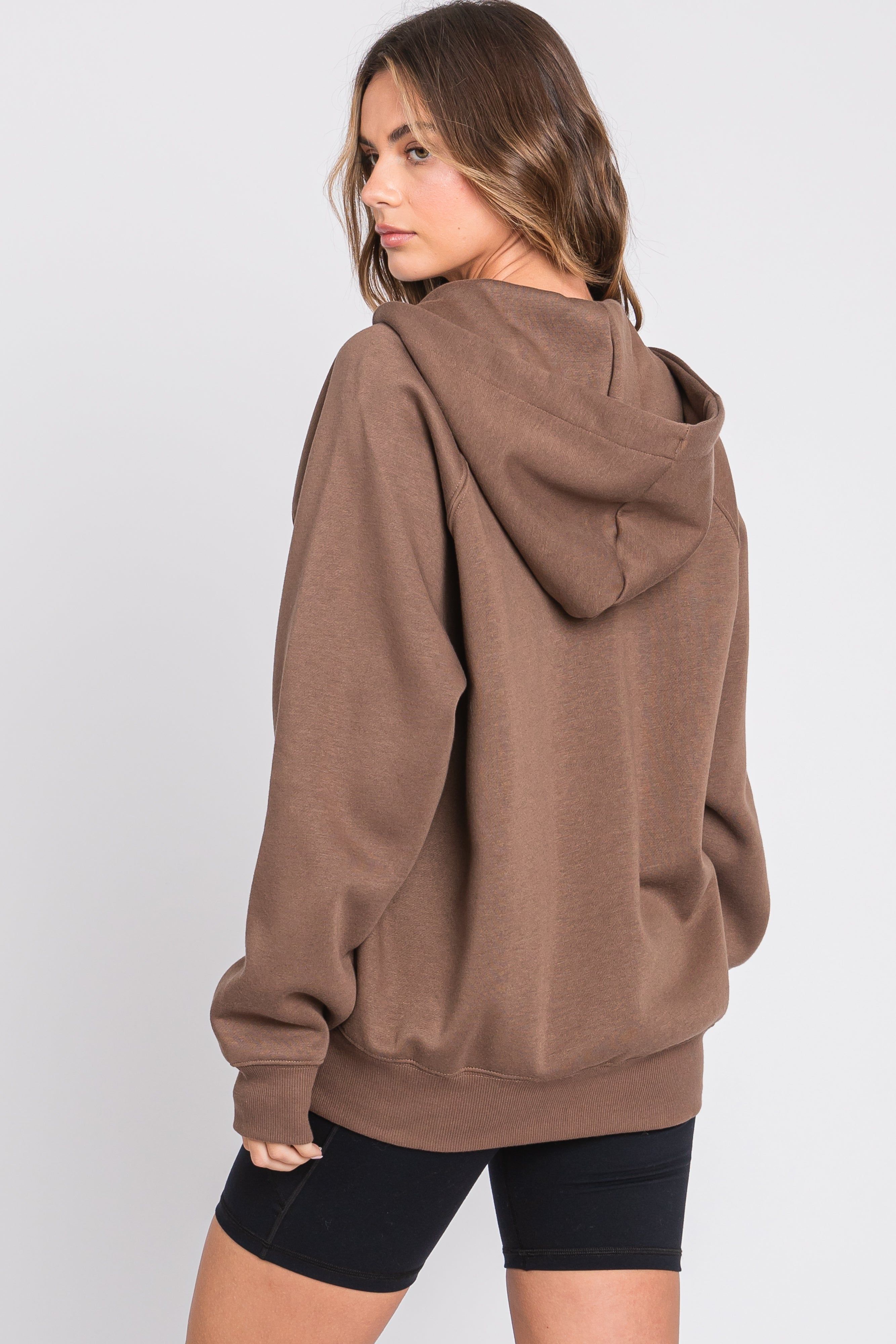 Brown Front Zipper Hooded Sweater sold by Pinkblush product image thumbnail 3