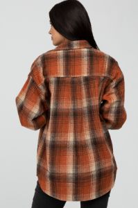 Rust Plaid Shacket sold by Pinkblush