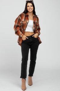 Rust Plaid Shacket sold by Pinkblush