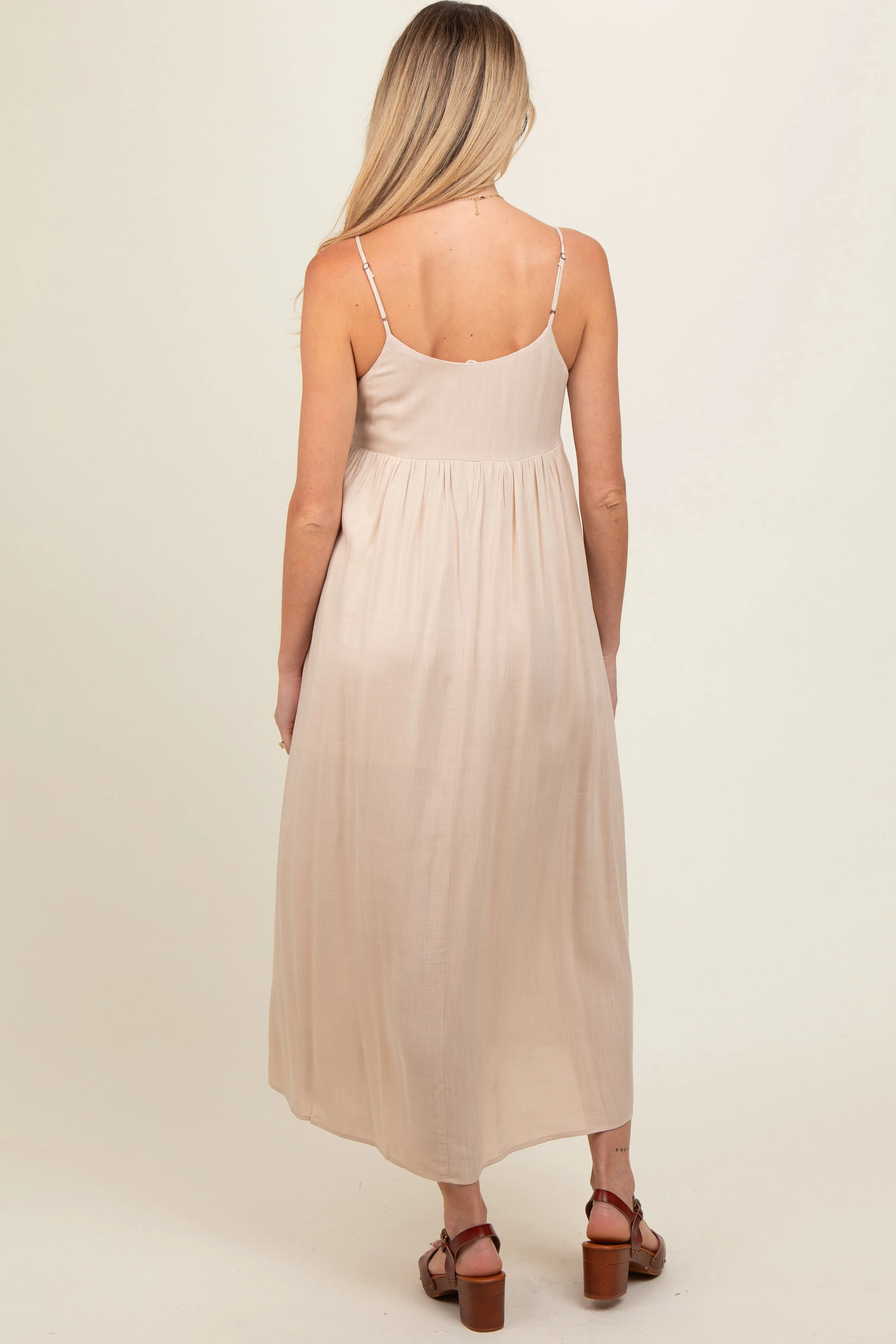 Beige Flowy Maternity Maxi Dress sold by Pinkblush product image thumbnail 2
