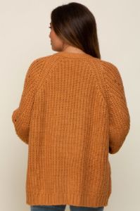 Camel Chunky Knit Maternity Cardigan sold by Pinkblush