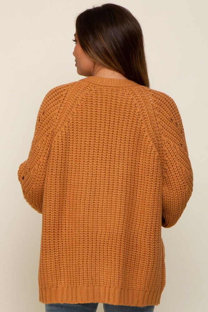 Camel Chunky Knit Maternity Cardigan sold by Pinkblush product image thumbnail 3