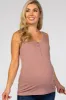 Mauve Ribbed Sleeveless Maternity Top sold by Pinkblush