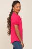 Fuchsia Ruffle Accent Tie Front Blouse sold by Pinkblush