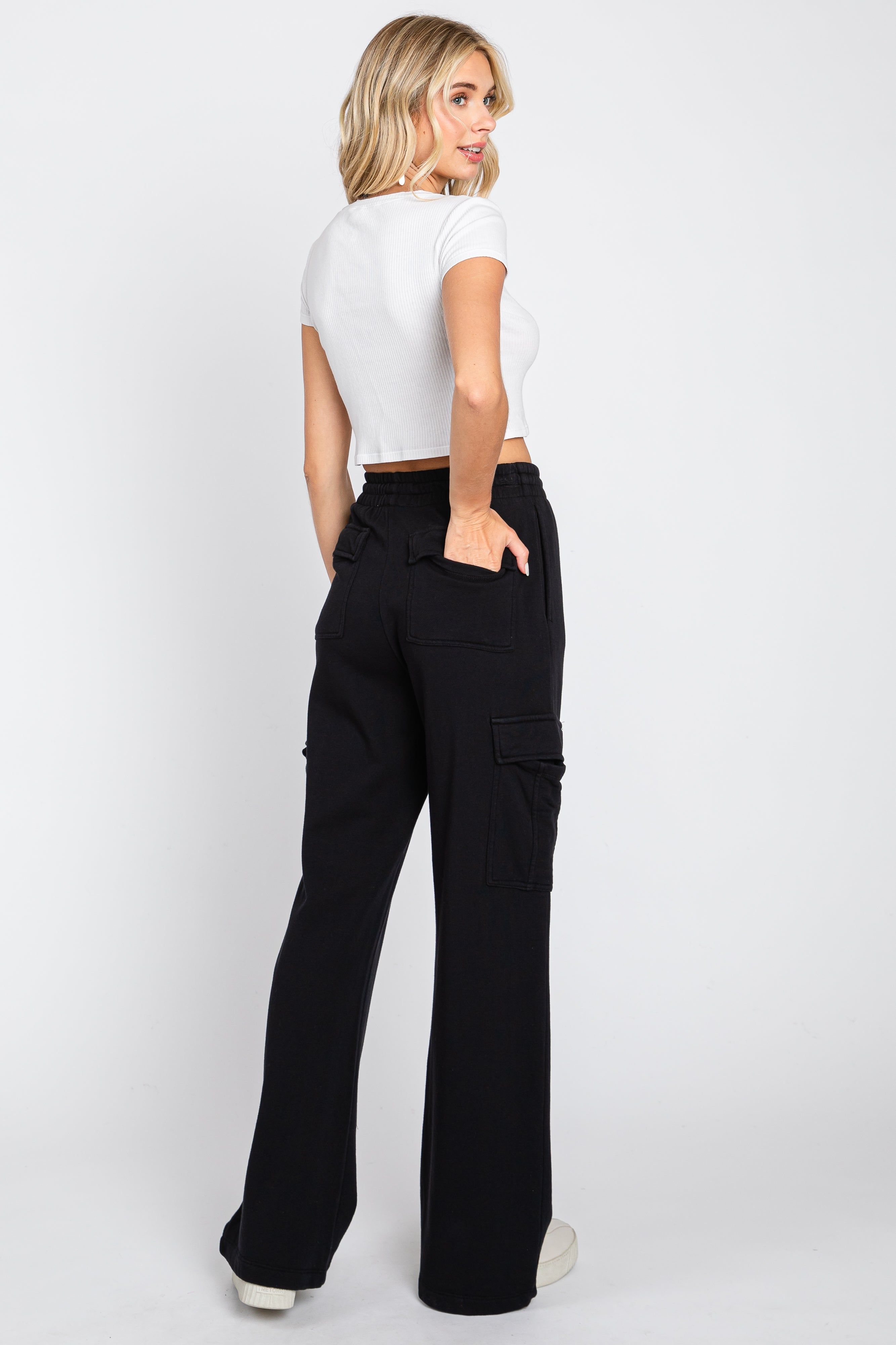 Black Pocketed Lounge Pants sold by Pinkblush product image thumbnail 3