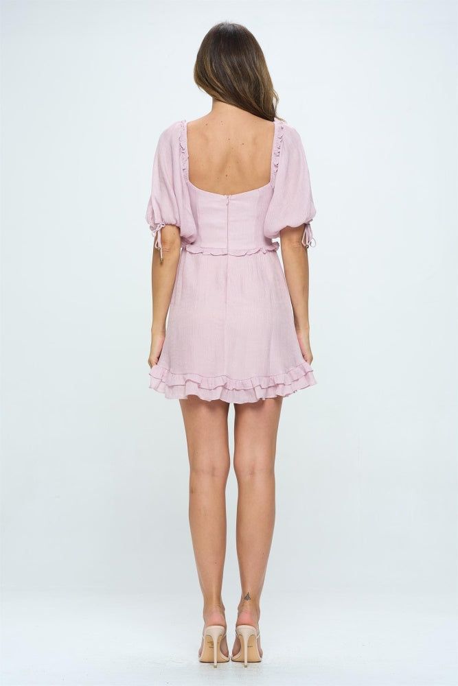 Blush Half Puff Sleeve Ruffle Mini Babydoll Dress sold by Pinkblush product image thumbnail 2