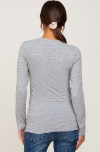 Heather Grey Basic Long Sleeve Maternity Top sold by Pinkblush