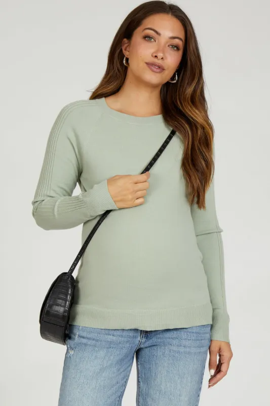 Mint Knit Long Sleeve Maternity Top sold by Pinkblush