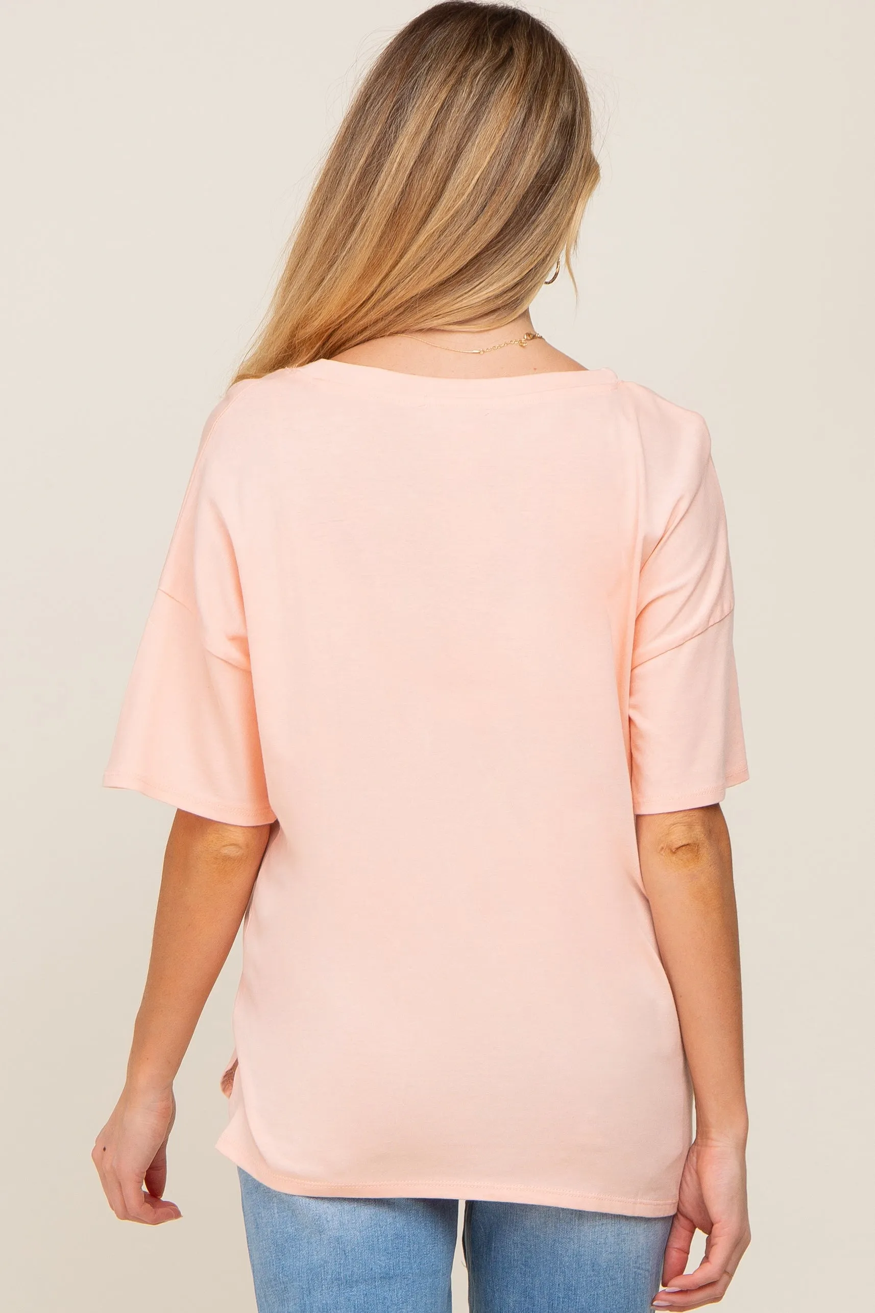 Peach Pocketed V-Neck Maternity Top sold by Pinkblush product image thumbnail 3
