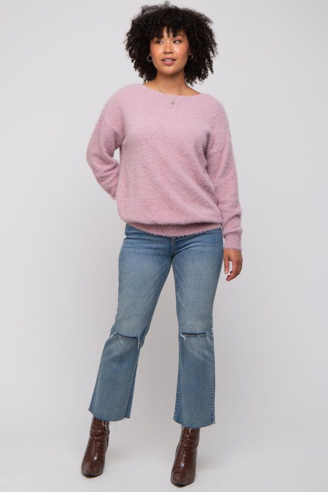 Lavender Fuzzy Knit Boat Neck Sweater sold by Pinkblush product image thumbnail 5