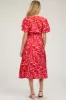Red Floral Button Front Short Sleeve Maternity Midi Dress sold by Pinkblush