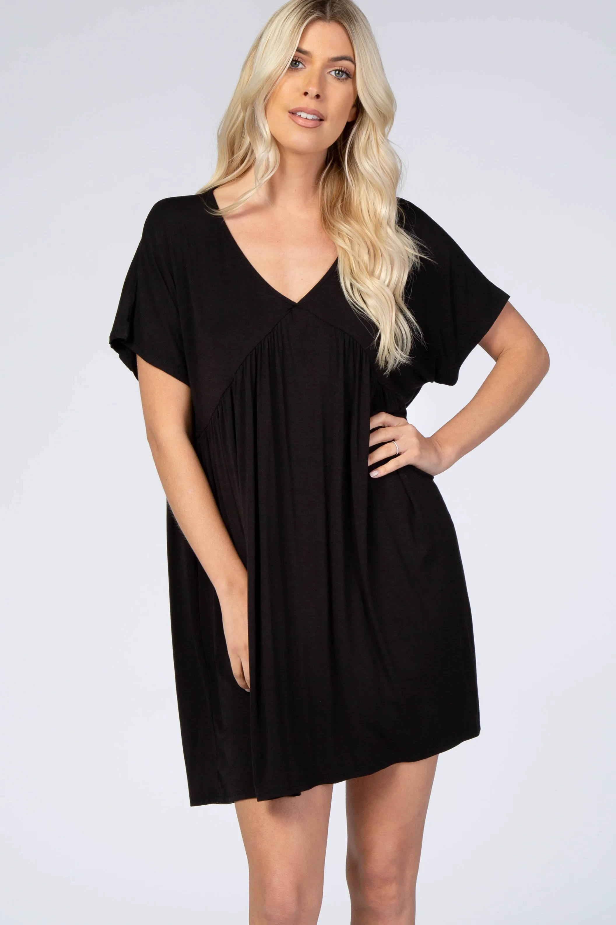 Black V-Neck Dolman Dress sold by Pinkblush product image thumbnail 4