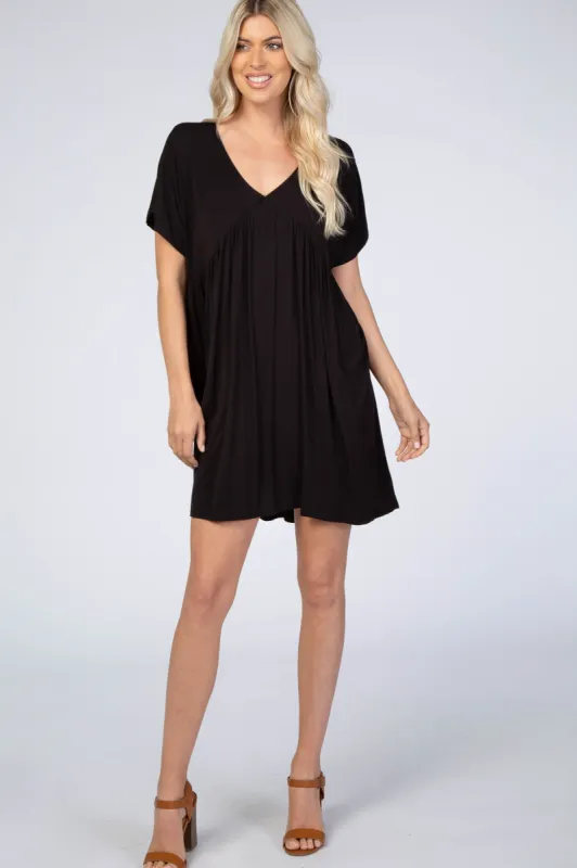 Black V-Neck Dolman Dress made by Pinkblush