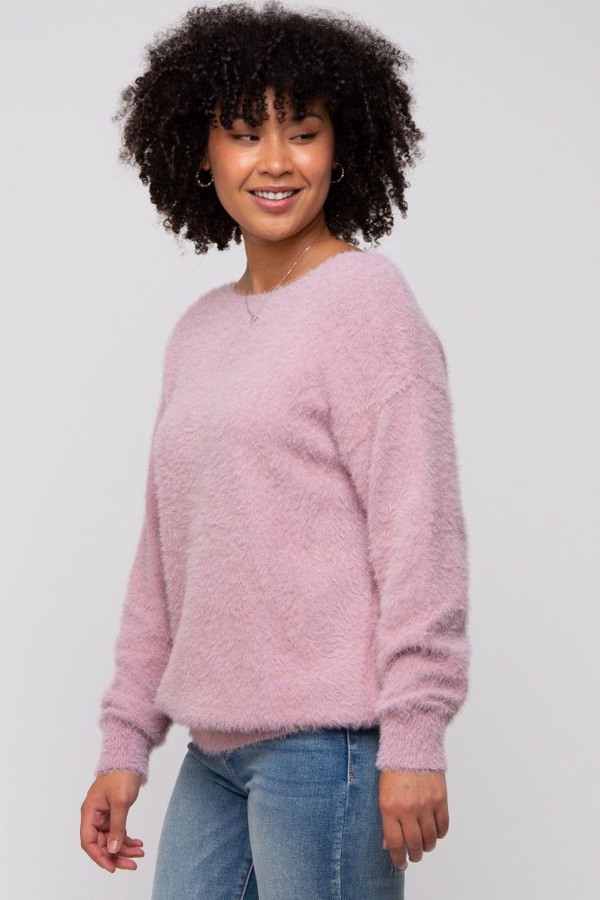 Lavender Fuzzy Knit Boat Neck Sweater sold by Pinkblush product image thumbnail 3