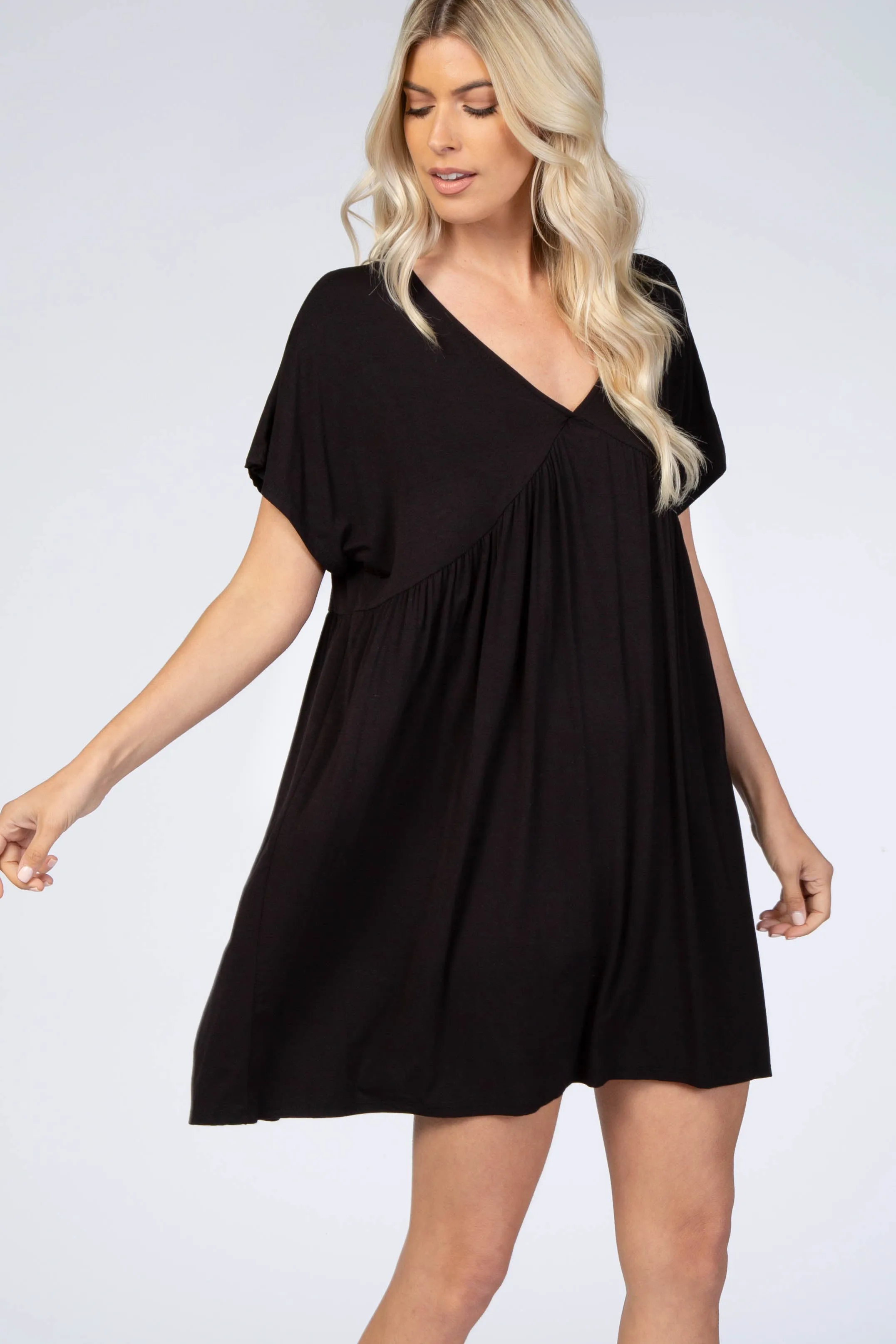 Black V-Neck Dolman Dress sold by Pinkblush product image thumbnail 2