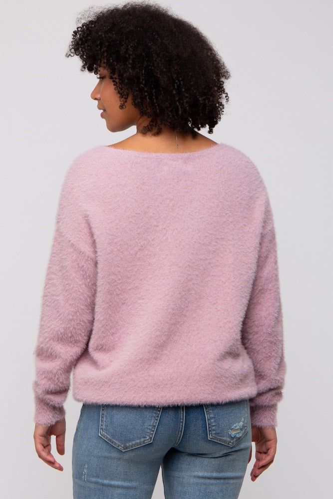 Lavender Fuzzy Knit Boat Neck Sweater sold by Pinkblush product image thumbnail 4