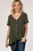 Light Olive Button Tie Front Maternity Top sold by Pinkblush