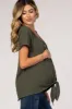 Light Olive Button Tie Front Maternity Top sold by Pinkblush